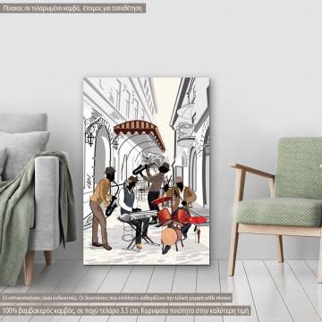 Canvas print People in the street cafe vertical