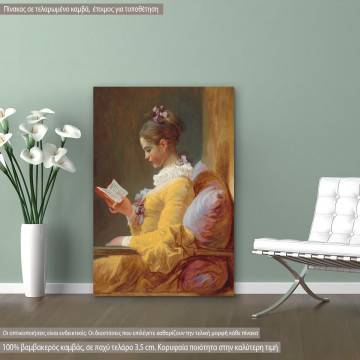 Πίνακας ζωγραφικής A young girl reading, Fragonard J. H., αντίγραφο σε καμβά