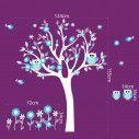 Wall stickers tree, owls, flowers and birds, Happy owls, alternative colors 4