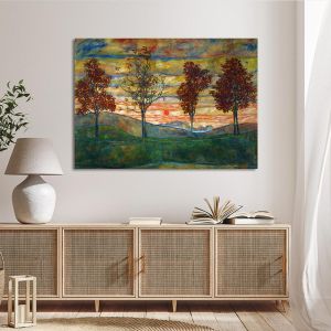 Πίνακας ζωγραφικής Four Trees Schiele Egon Καμβάς τελαρωμένος Όψη 1 2