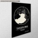 Canvas print Thessaloniki map, Cartography BW, side
