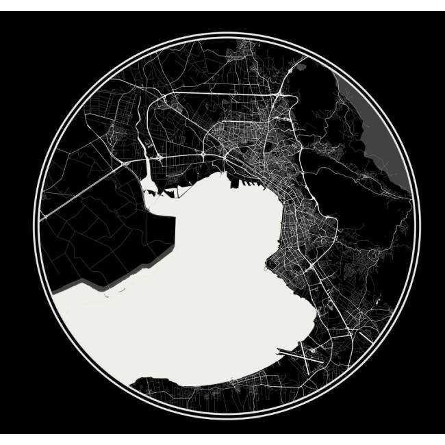 Πίνακας σε καμβά, χάρτης Θεσσαλονίκης, Cartography BW, λεπτομέρεια