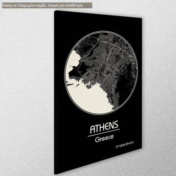 Canvas print  Athens Map Cartography BW View 1 2