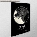 Canvas print  Athens Map, Cartography BW, side