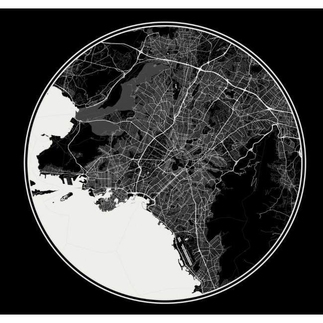 Canvas print  Athens Map, Cartography BW