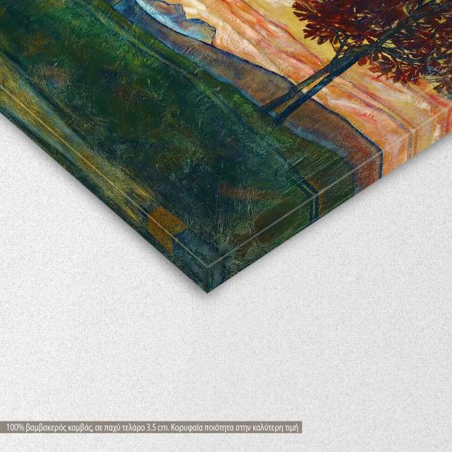 Canvas print  3 panels Four Trees, Schiele Egon, reproduction