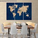 Canvas print world map, beige  3 panels