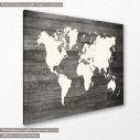 Canvas print world map white, gray, side