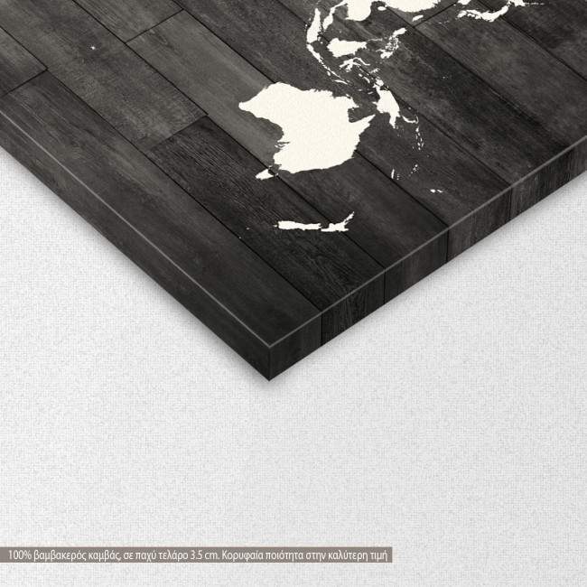 Canvas print world map white, gray, detail