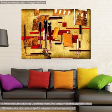 Canvas print Abstract oil painting, three figures