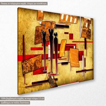 Πίνακας σε καμβά αφηρημένος, γεωμετρικός , Abstract oil painting, three figures 2