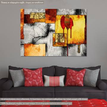 Πίνακας σε καμβά αφηρημένος, γεωμετρικός , Abstract oil painting, three trees