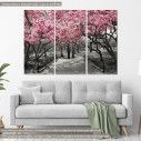 Πίνακας σε καμβά Ανθισμένα δέντρα, Pink Blossoms central park, τρίπτυχος
