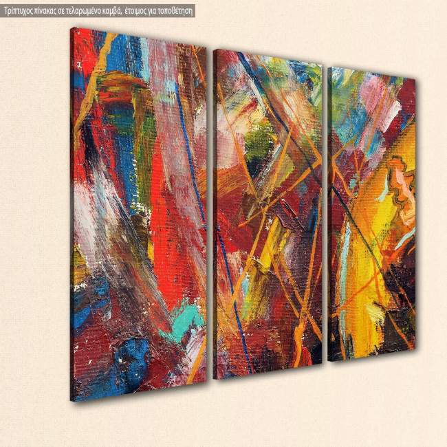 Πίνακας σε καμβά, Abstract painting XI, τρίπτυχος, κοντινό