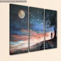 Canvas print Milky Way Lovers,  3 panels, side