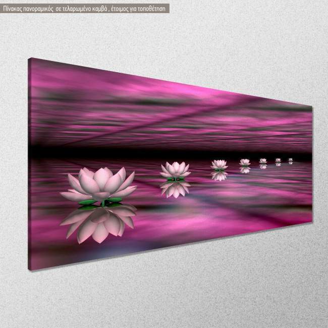 Canvas print Pink Water lilies, panoramic, side