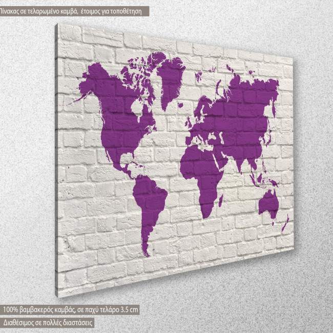 Canvas print  Purple World Map, side