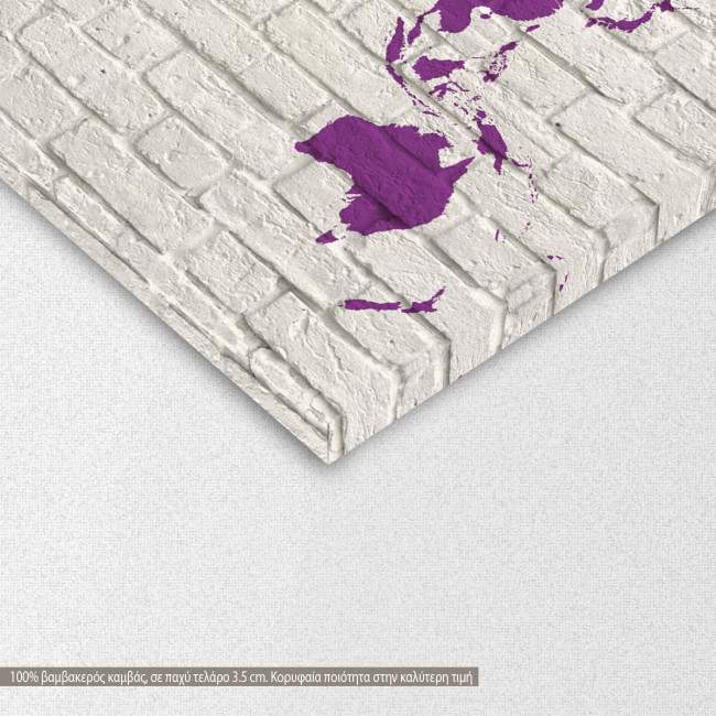 Πίνακας σε καμβά, Χάρτης Παγκόσμιος μωβ, Purple World Map, γωνία