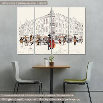 Canvas print Fashion People four panels