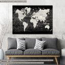 Canvas print Bricks World Map White on Black