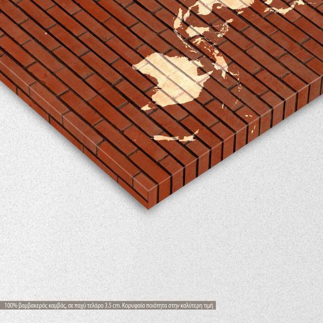 Canvas print Red Bricks World Map, detail