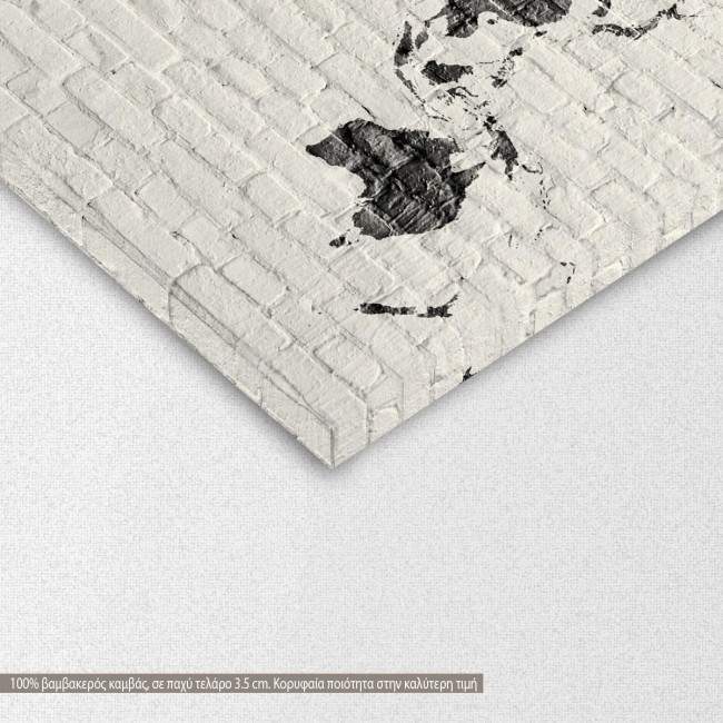 Canvas print  White Bricks Embed World Map, detail