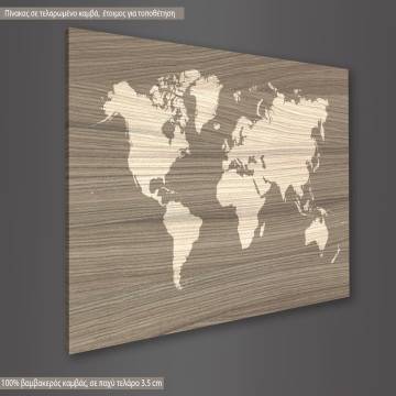 Canvas print Fine wood World Map 2