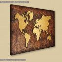 Canvas print world map rusty gold, side