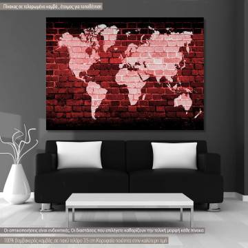 Πίνακας σε καμβά Bricks world map multicolor