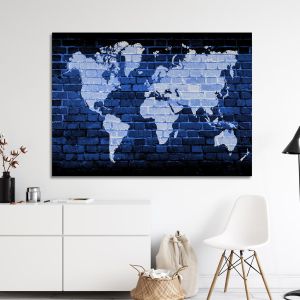 Canvas print Bricks world map multicolor 2