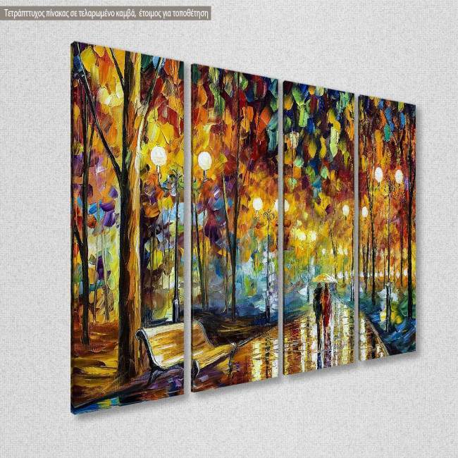 Canvas print Rain reflections, four panels, side