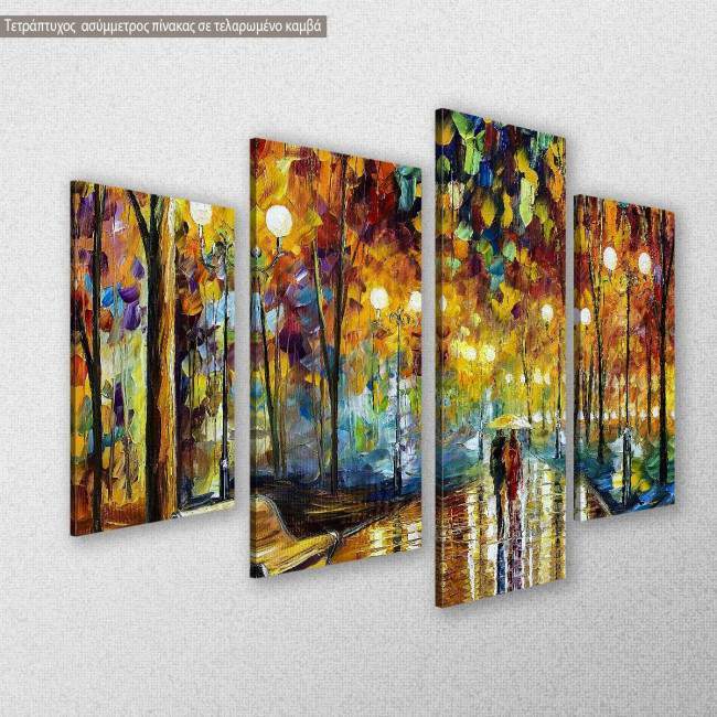 Canvas print Rain reflections four panels, side