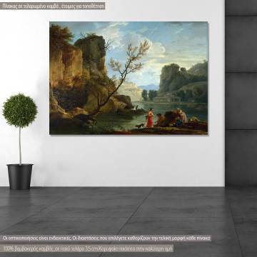 Canvas print A river with fishermen by C. J. Vernet