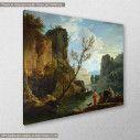 Canvas print A river with fishermen by C. J. Vernet, side