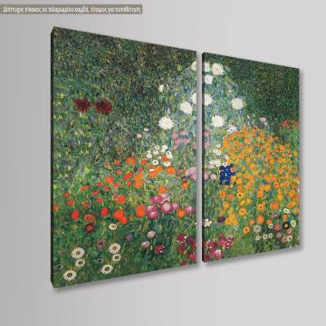 Canvas print Flower garden, Klimt Gustav, two panels 2