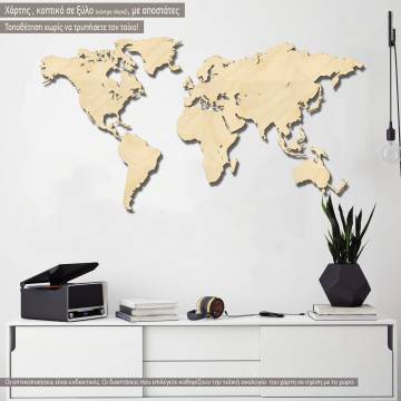Παγκόσμιος χάρτης 3d design ξύλινος world map