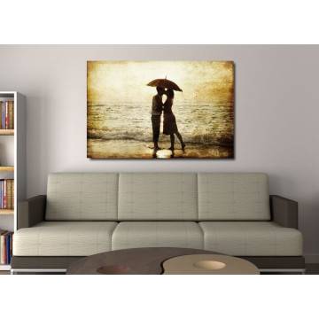Πίνακας σε καμβά ζευγάρι στην παραλία, The secret kiss