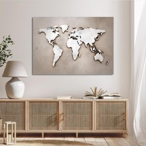 Πίνακας σε καμβά χάρτης παγκόσμιος World map 3d illustration Καμβάς τελαρωμένος Όψη 1 2