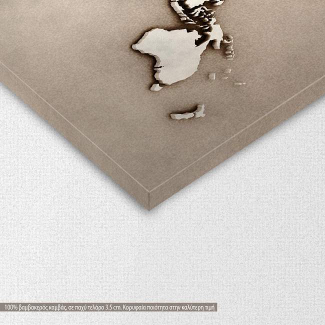 Canvas print World map 3d illustration, detail