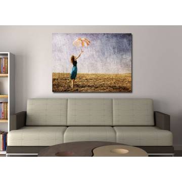 Canvas print Umbrella at field