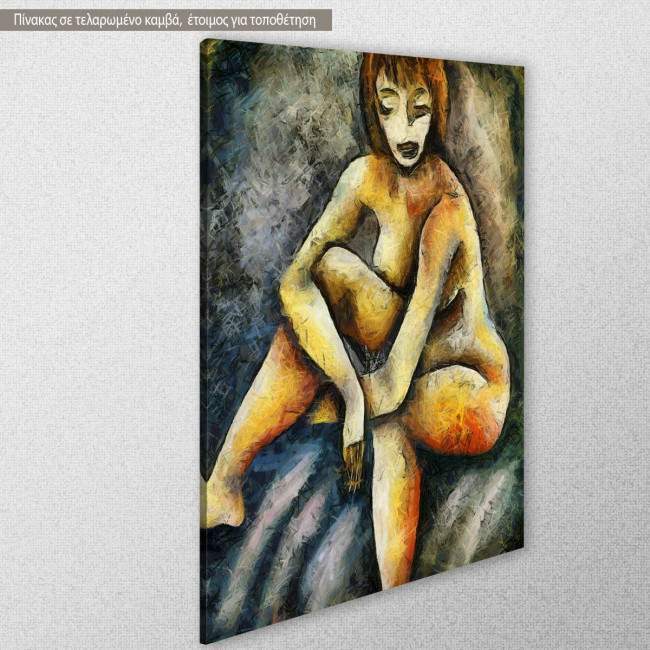 Canvas print Young naked woman, side