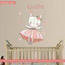 Kids wall stickers Kitty swing.