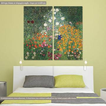 Canvas print Flower garden, Klimt Gustav, two panels