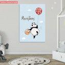 Kids canvas print Panda with balloons at clouds