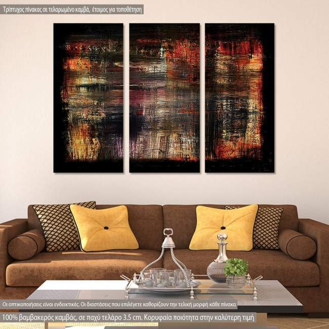 Canvas print Abstract red, yellow, black,  3 panels