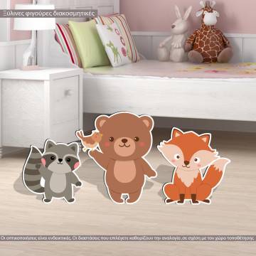 Wooden figures printed Cute forest animals