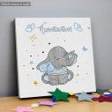 Canvas print kids Cute Smiley Elephant with name