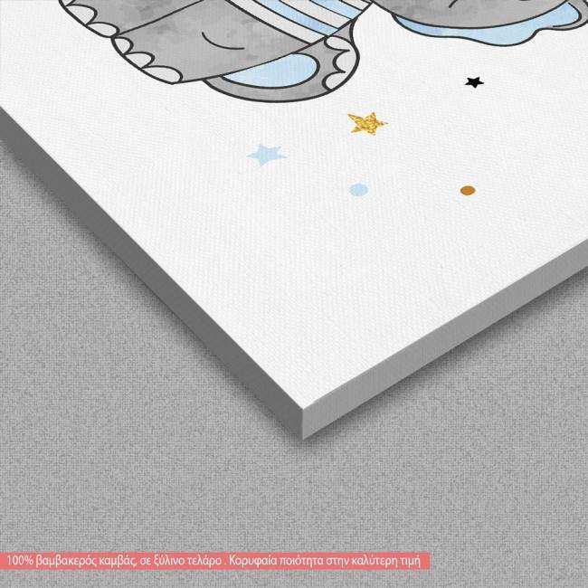 Canvas print kids Cute Smiley Elephant with name