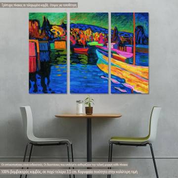 Canvas print Autumn landscape with boats, Kandinsky W,  3 panels
