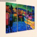 Canvas print Autumn landscape with boats, Kandinsky W,  3 panels, side